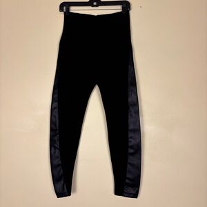 Lysse Black Leggings with‎ Leather Side Panels